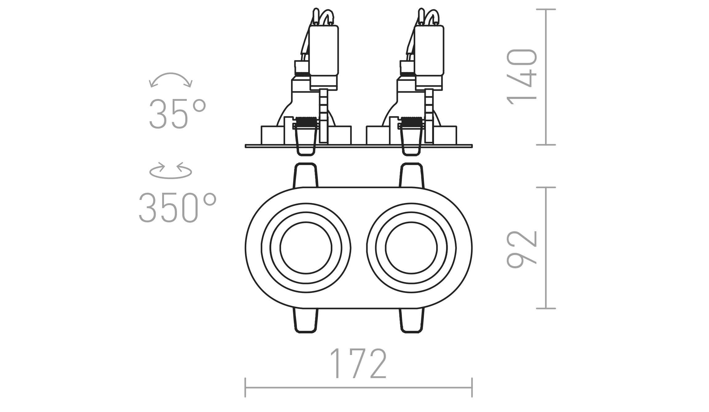 BIZZ II basculant lampă - Product sketch