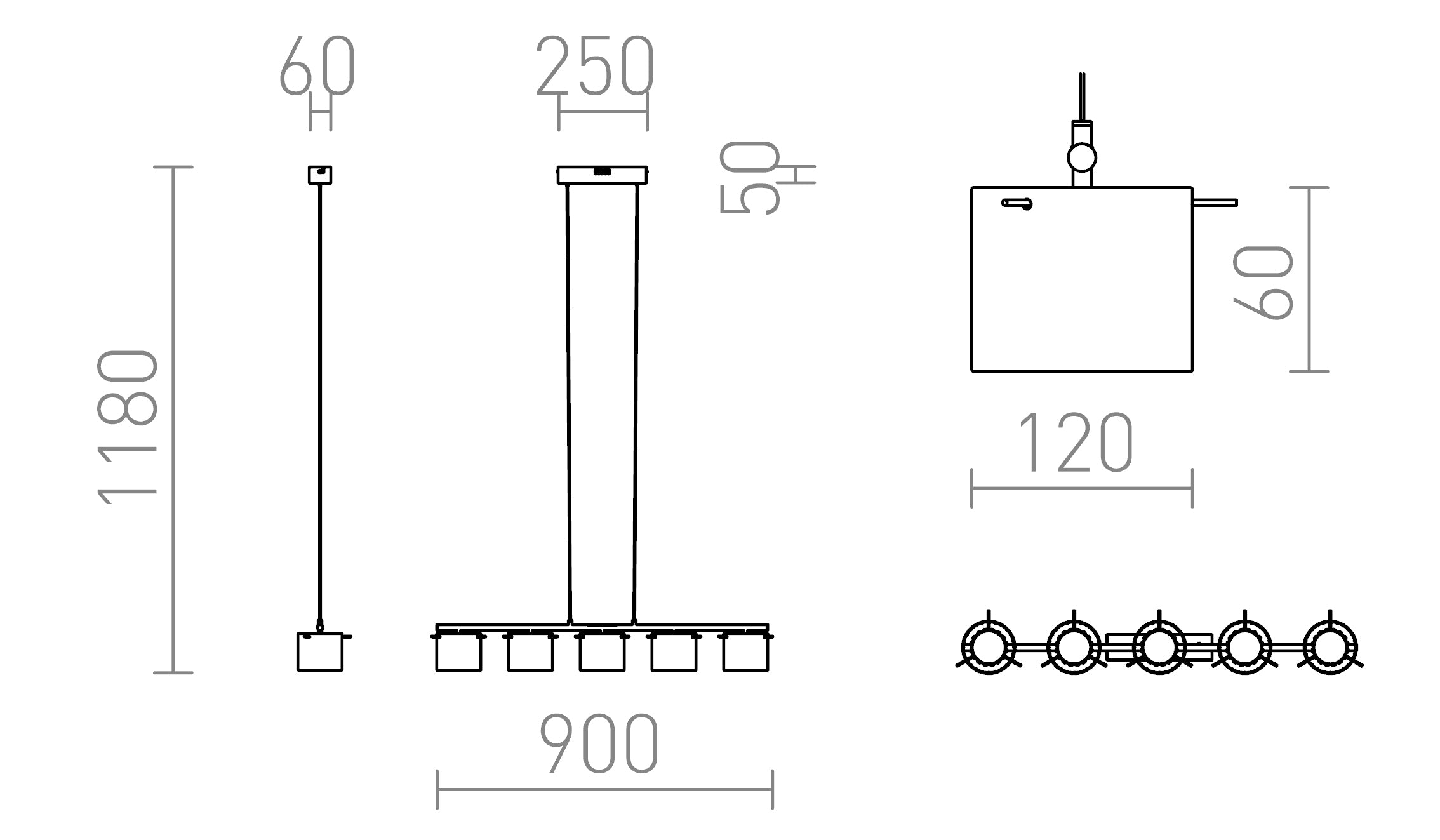 ESTRA V závesná lampa - Product sketch