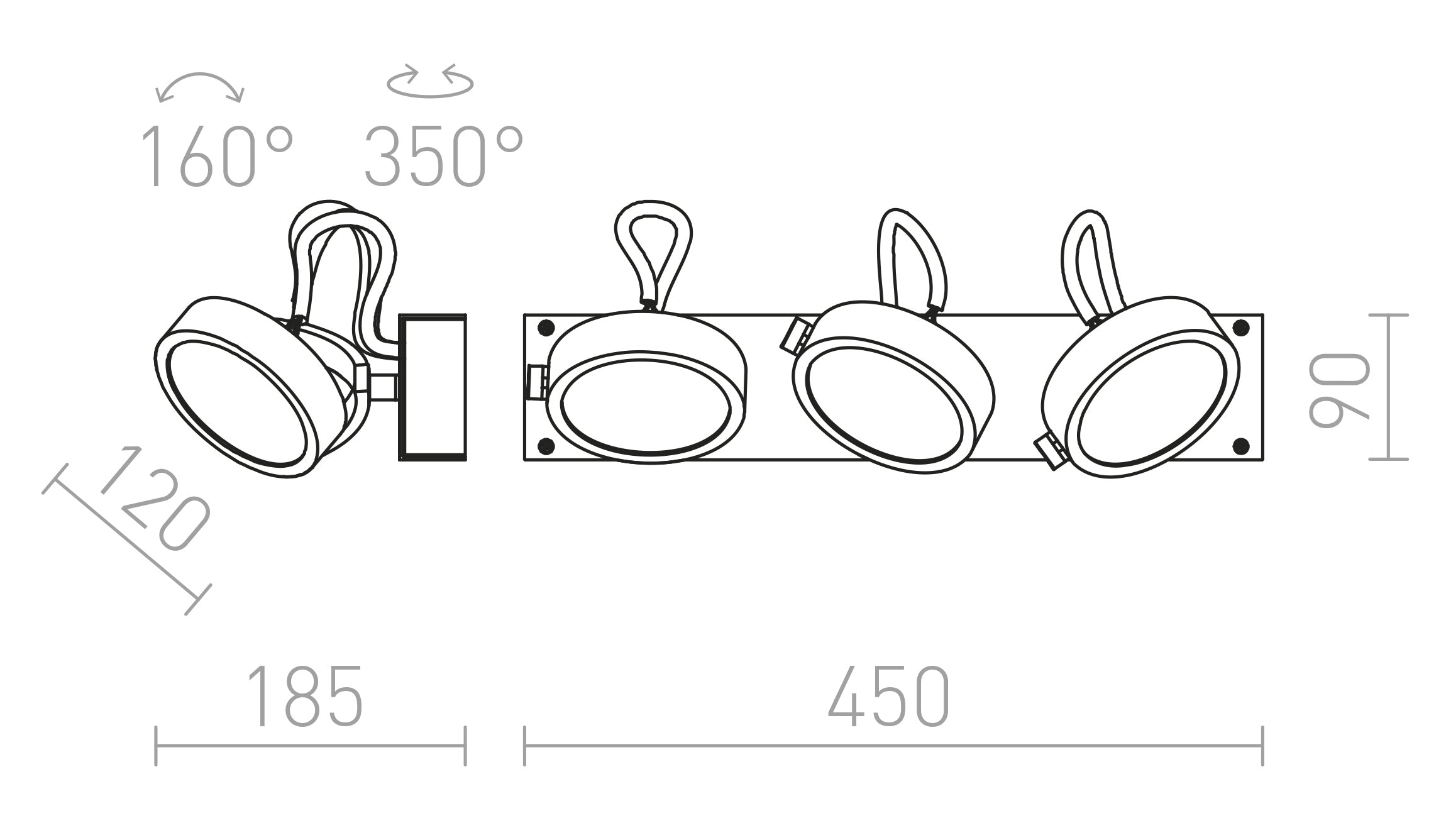 KELLY III na parede lâmpada - Product sketch