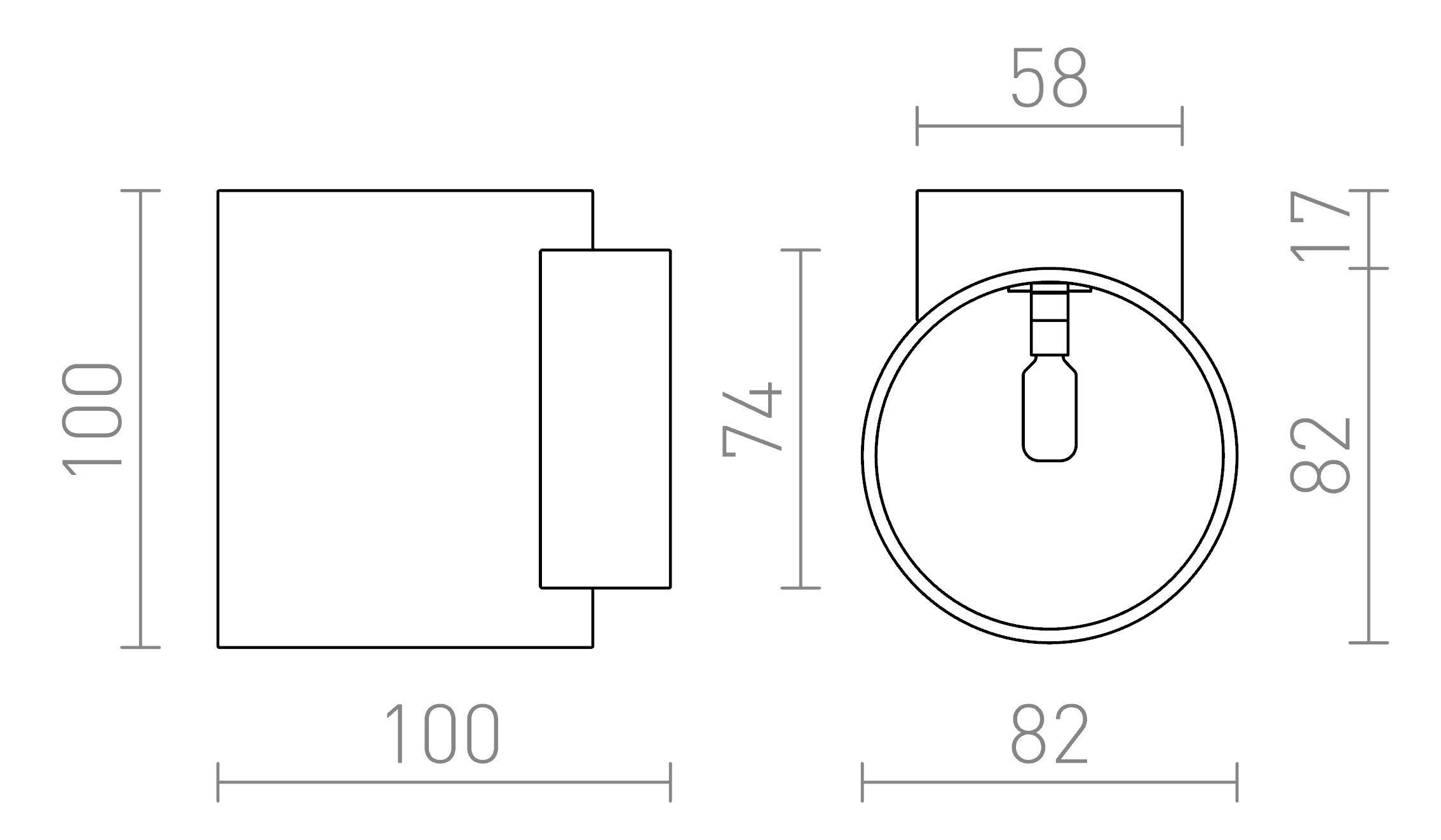 TUBA W seinä lamppu - Product sketch