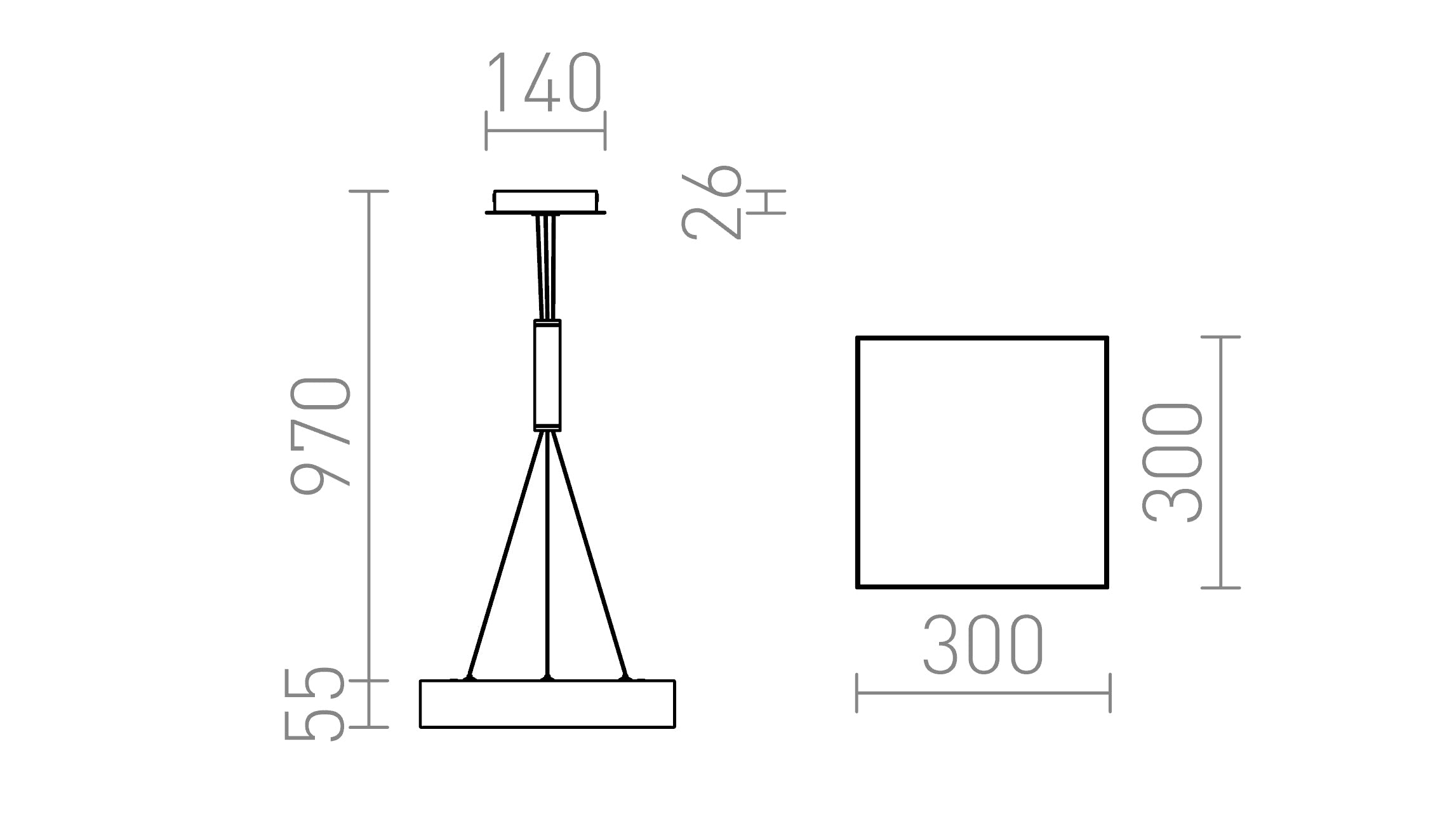 LARISA SQ 30 висяща лампа - Product sketch