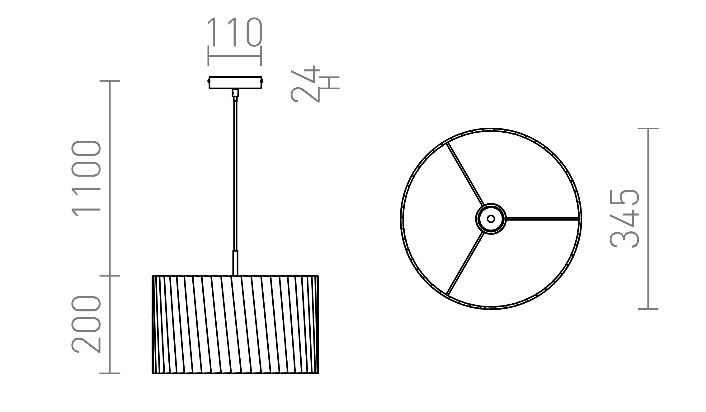 GLAMOUR 35/20 závesná lampa - Product sketch