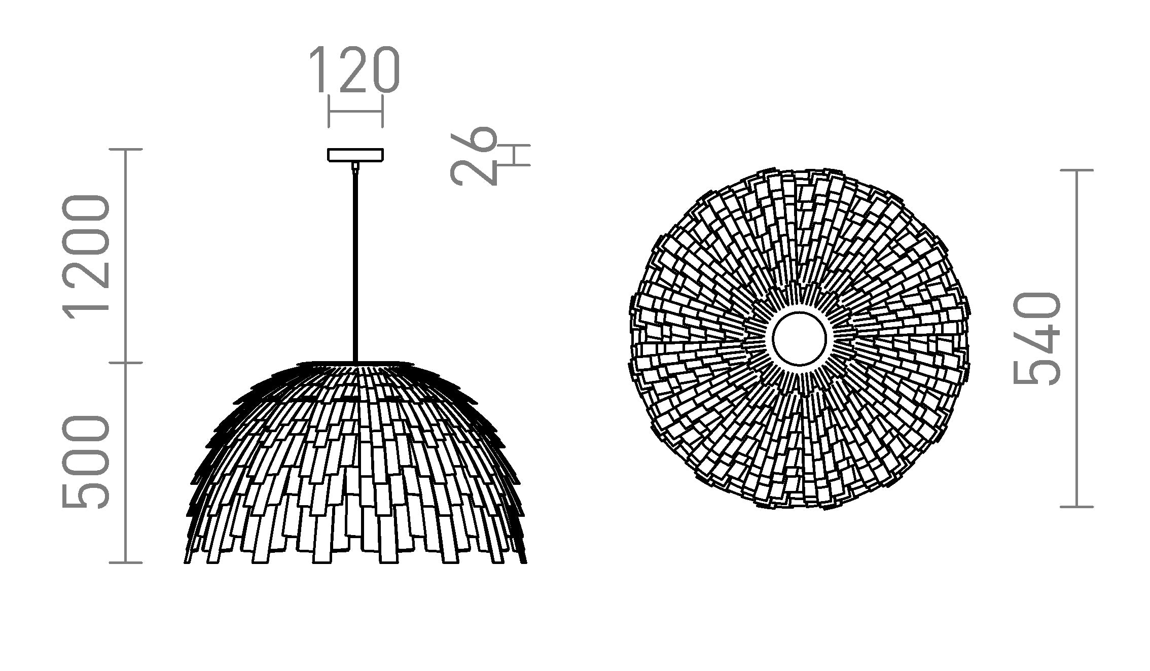 RARA colgante lámpara - Product sketch