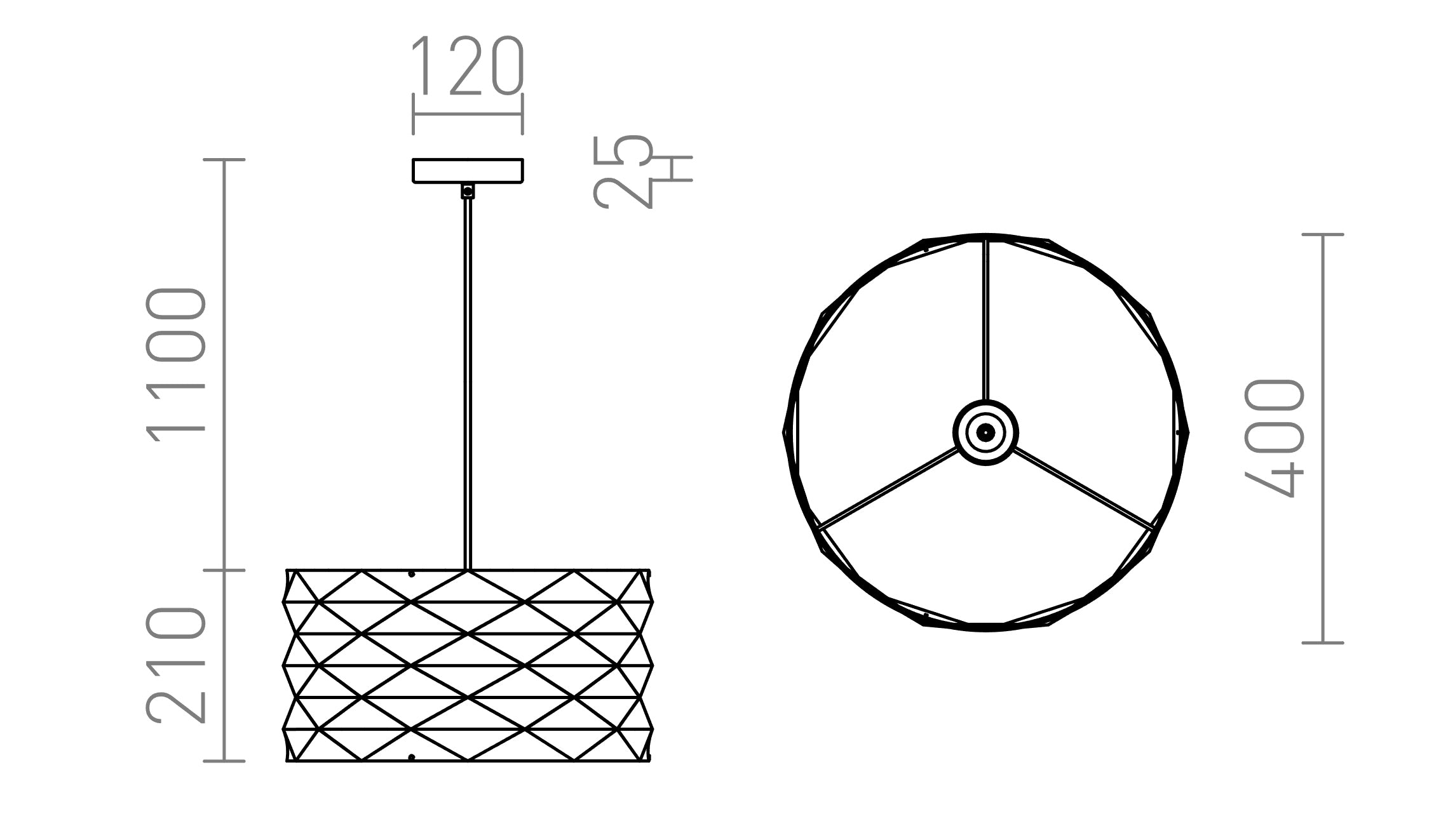 EZRA 40 viseća lampa - Product sketch
