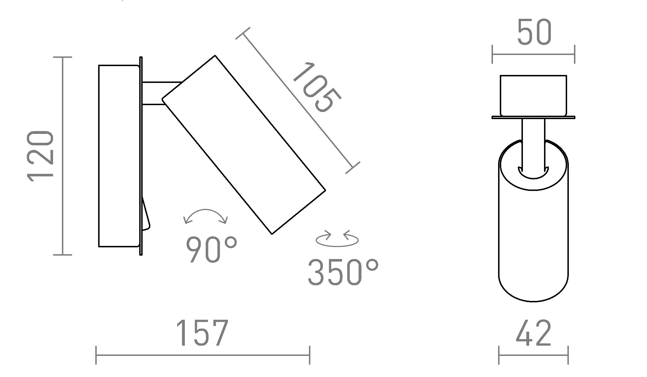 TAPIO I SQ vägg lampa - Product sketch