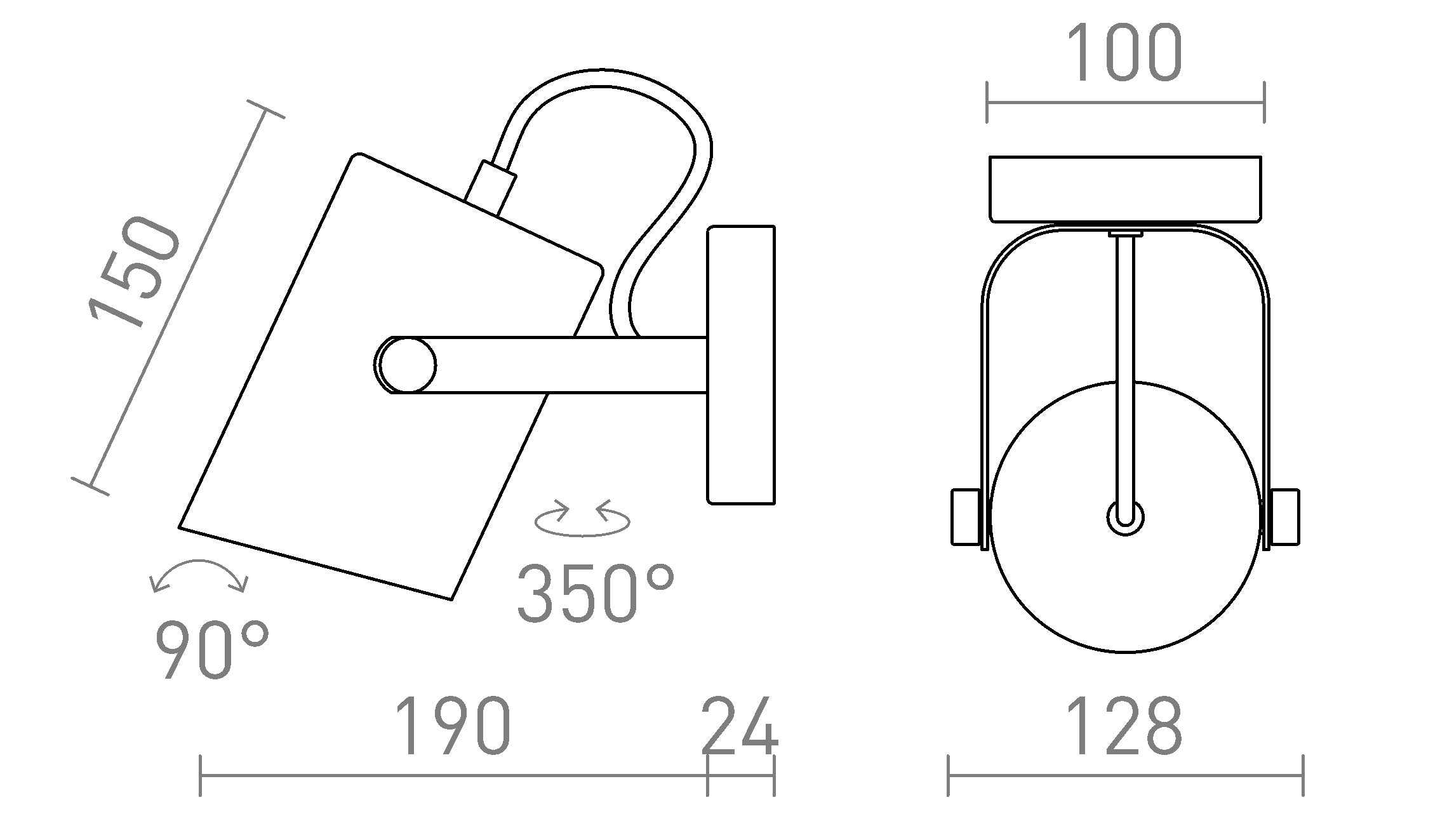 HAREN ytmonterad lampa - Product sketch