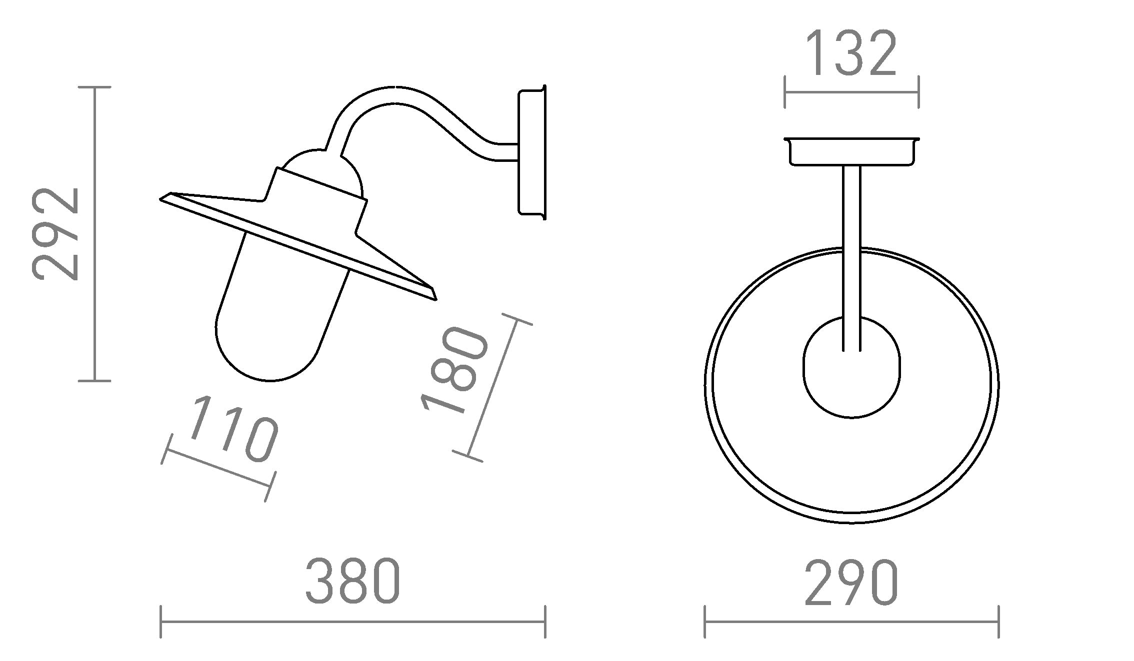 BEACON ścienna lampa - Product sketch