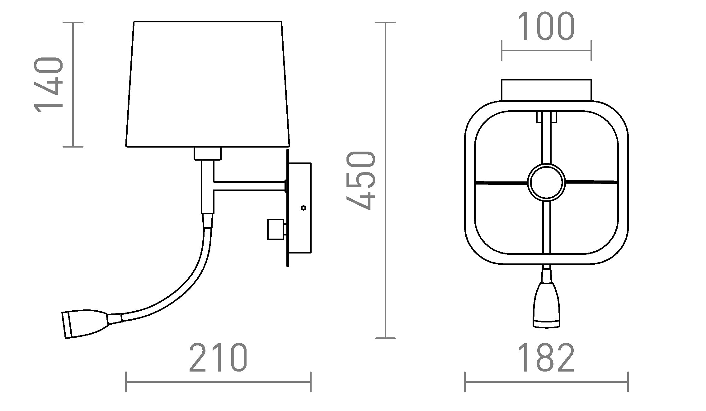 PERTH de perete cu LED spot - Product sketch
