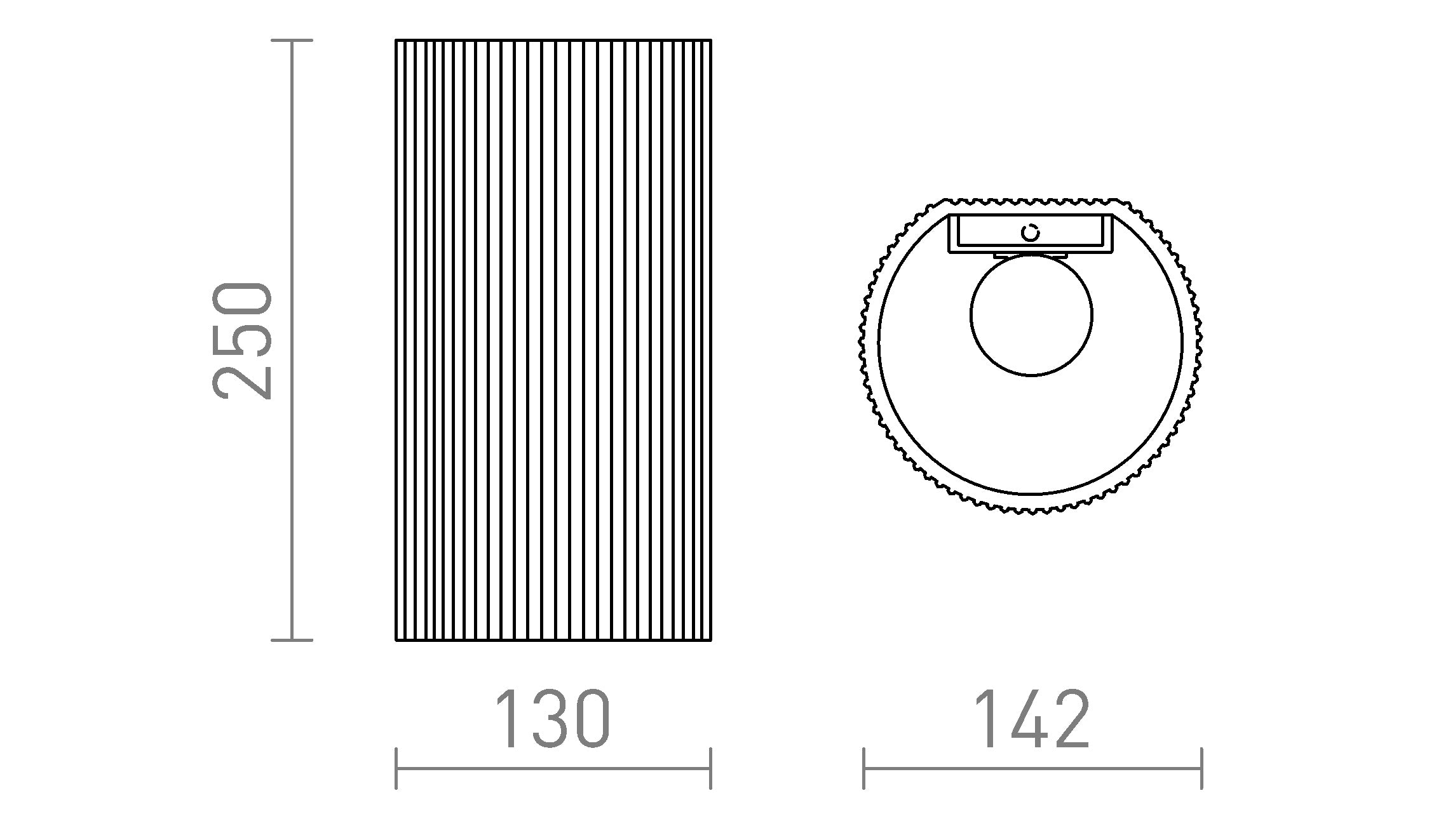 CALLUM RL2 250 vägg lampa - Product sketch