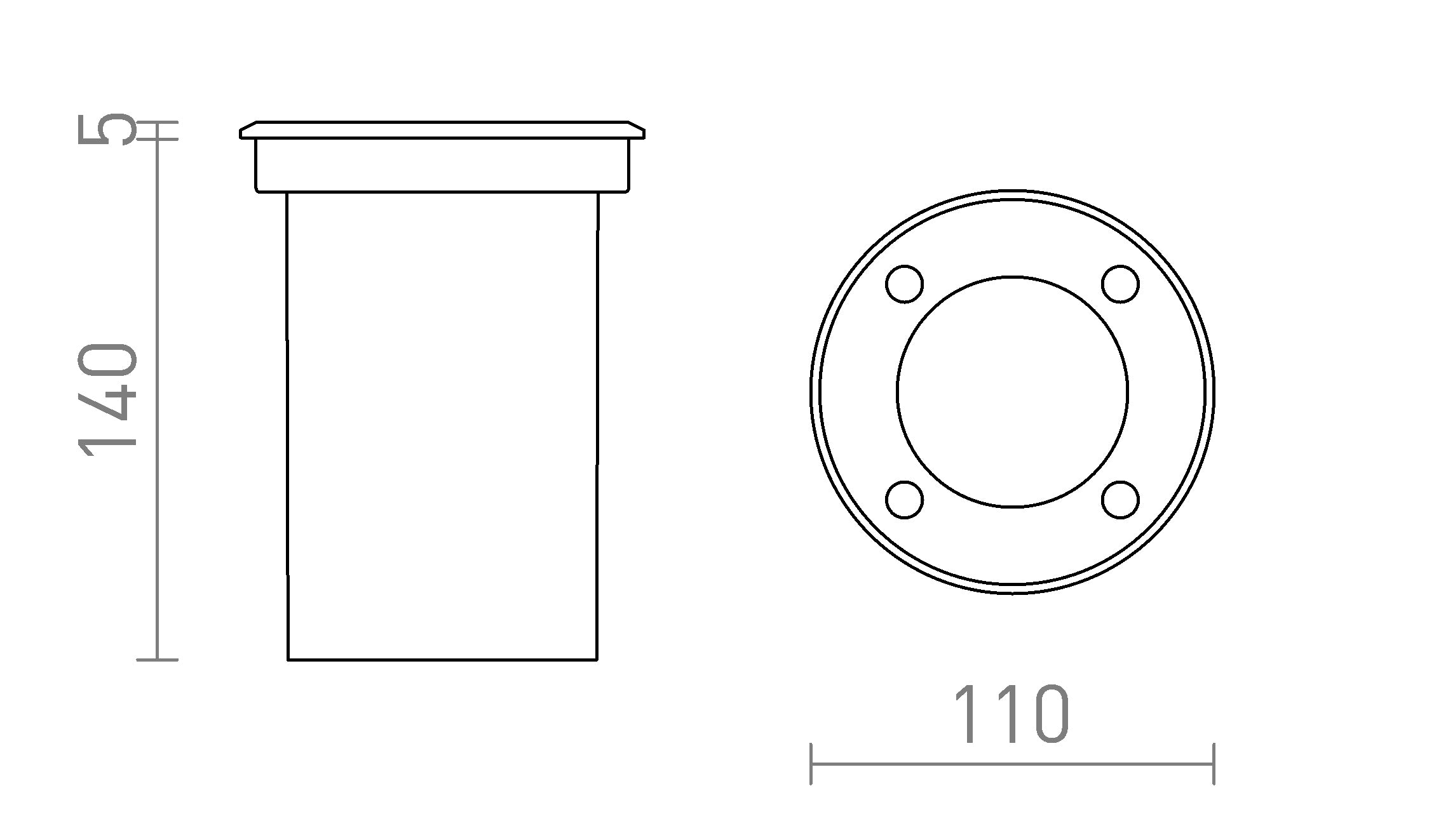 ORBU R empotrado lámpara - Product sketch