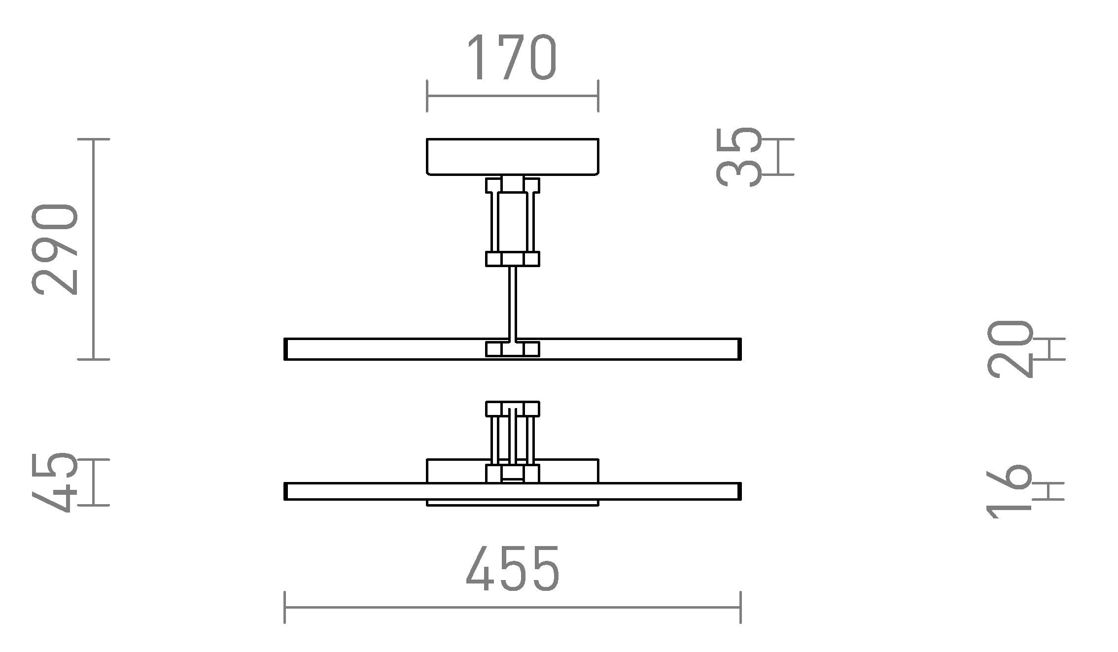 FRIDA 46 stenska lampa - Product sketch