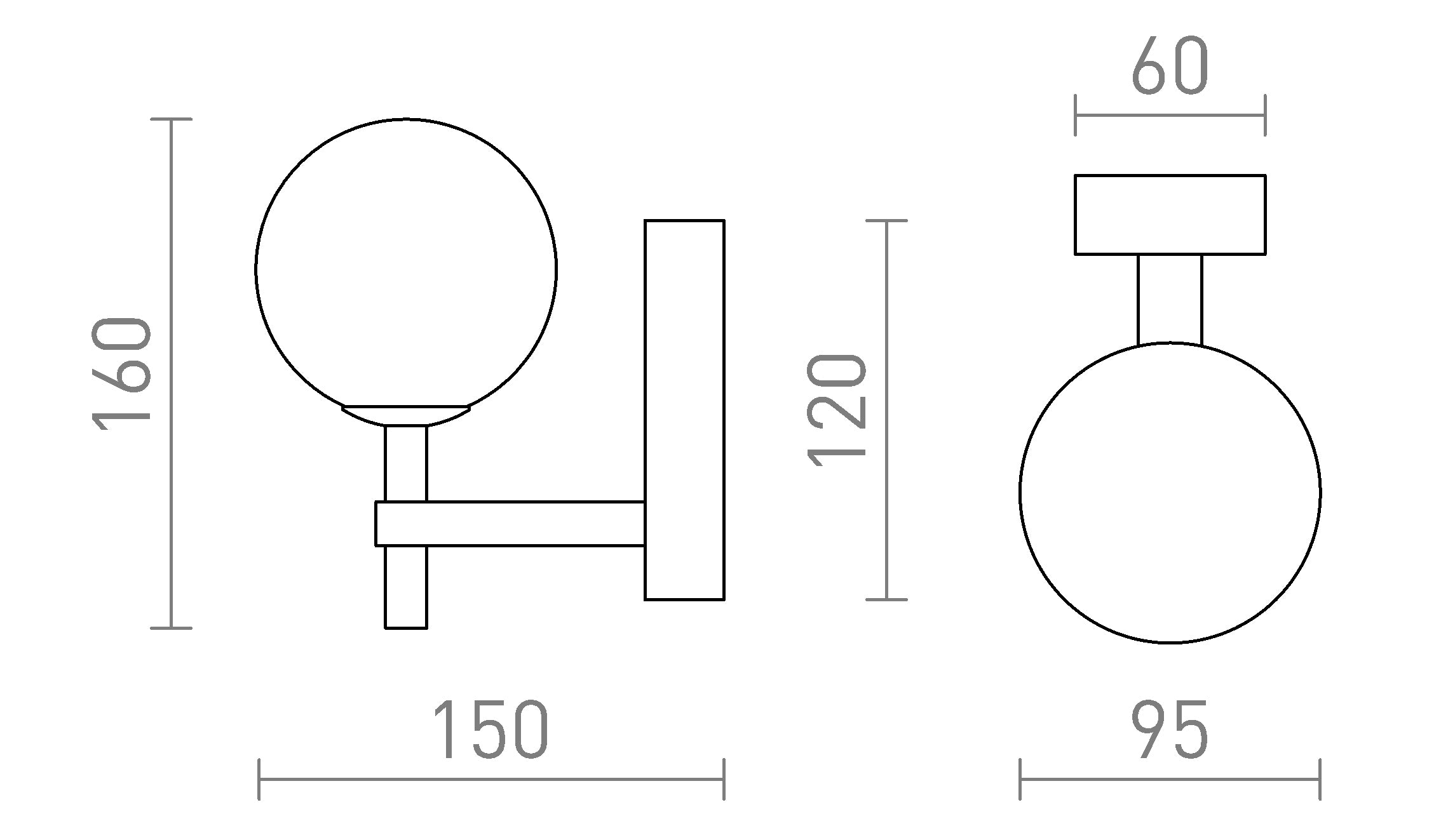 PEGGY zidna lampa - Product sketch