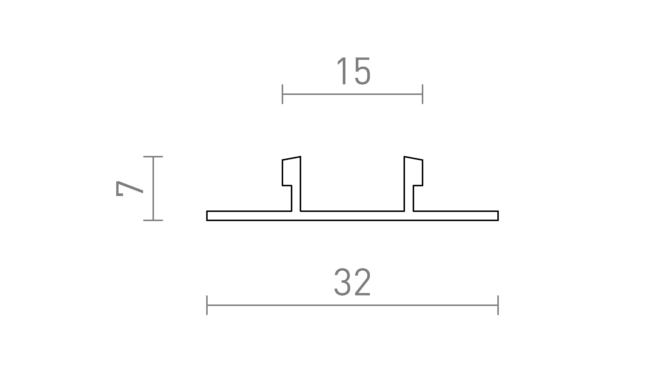 1F 1m afdekrail lamp - Product sketch
