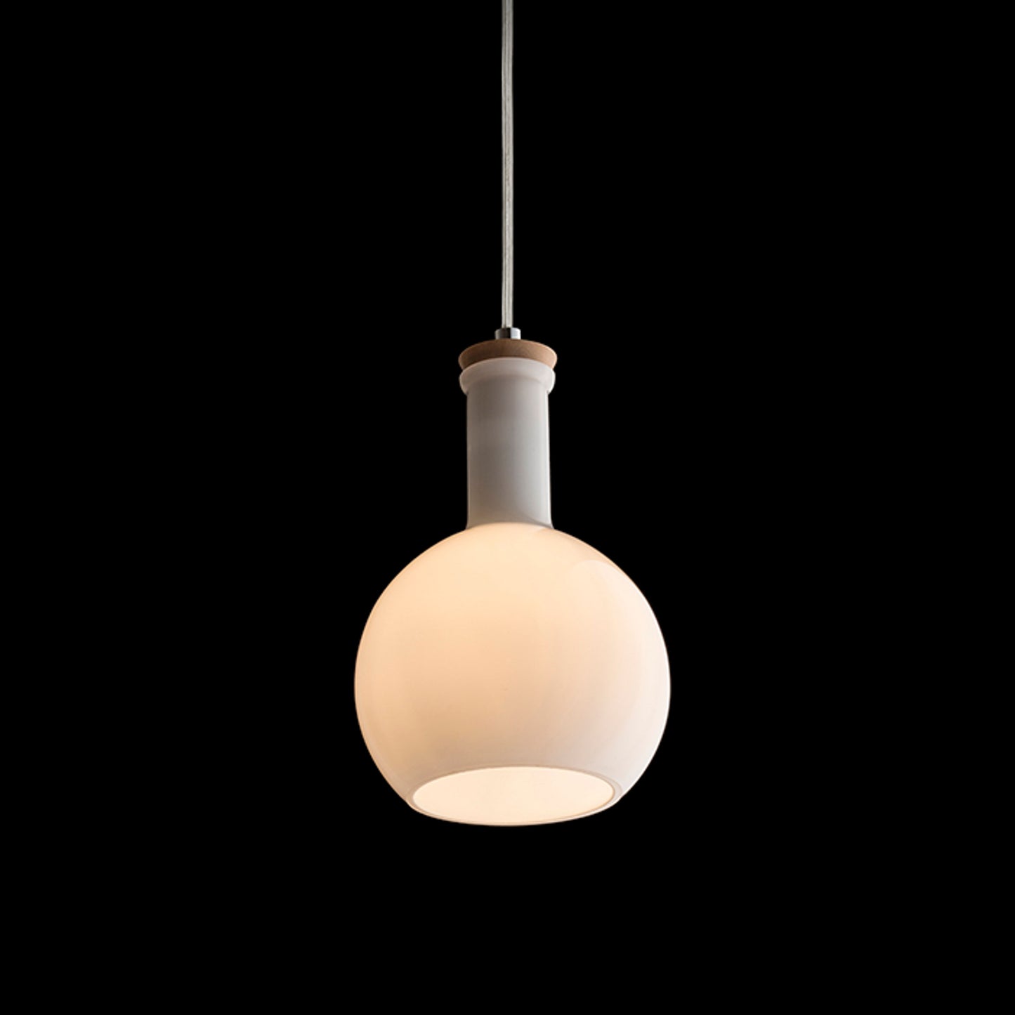 RENDL pendant lamp PULIRE RD pendant opal-colored glass/wood/chrome 230V LED E14 6W R12664 5
