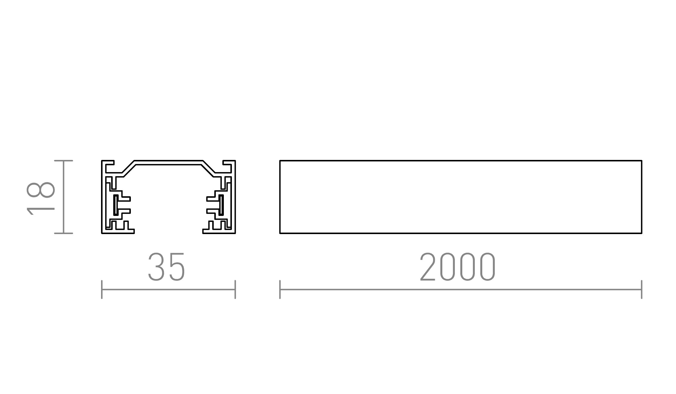 CARRIL MONOFÁSICO 2M - Product sketch