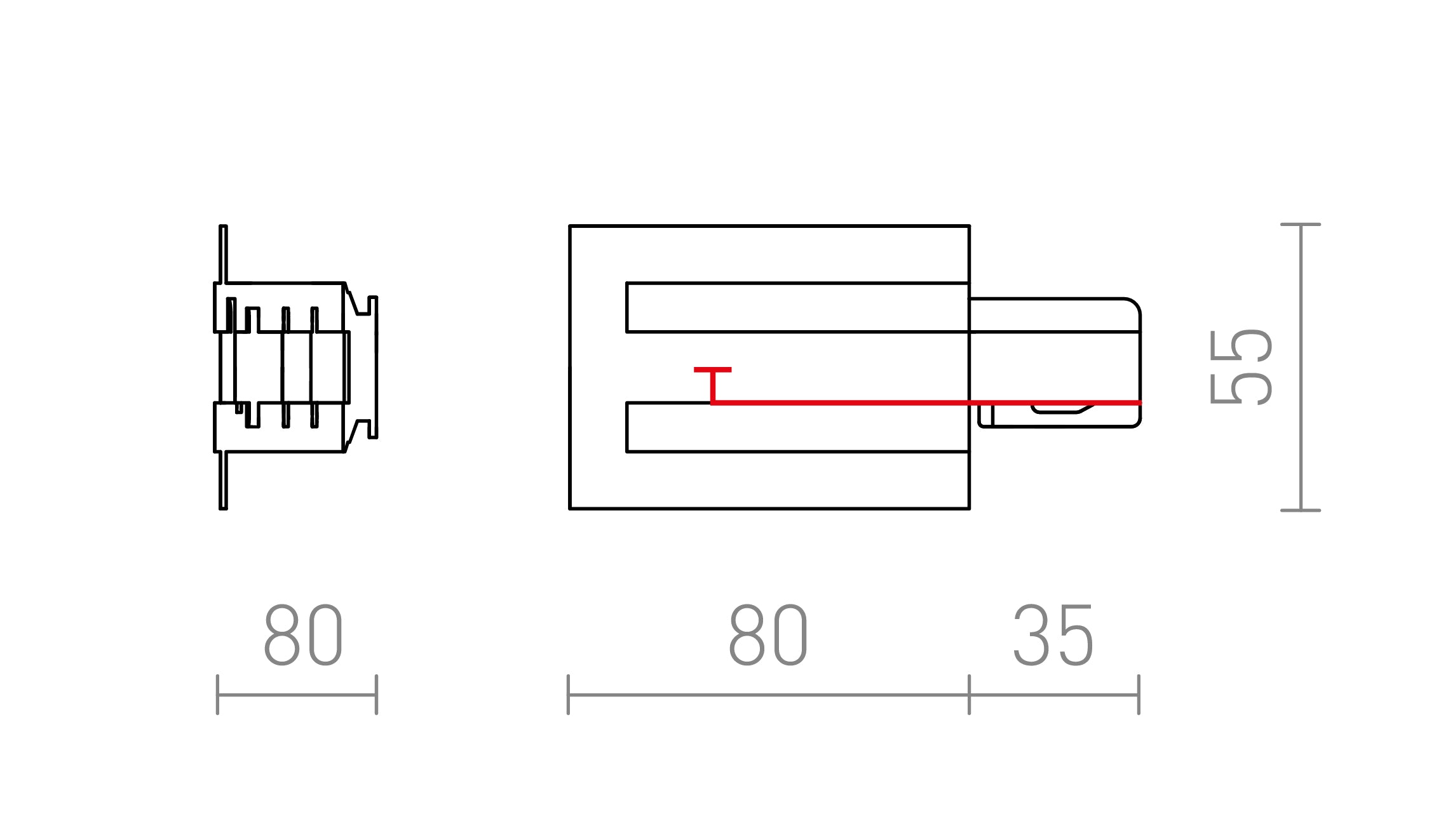 EUTRAC FUENTE DE ALIMENTACIÓN IZQUIERDA PARA CARRIL EMPOTRABLE  - Product sketch