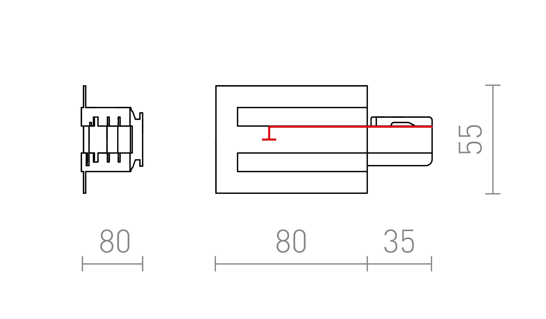 EUTRAC FUENTE DE ALIMENTACIÓN DERECHA PARA CARRIL EMPOTRABLE - Product sketch