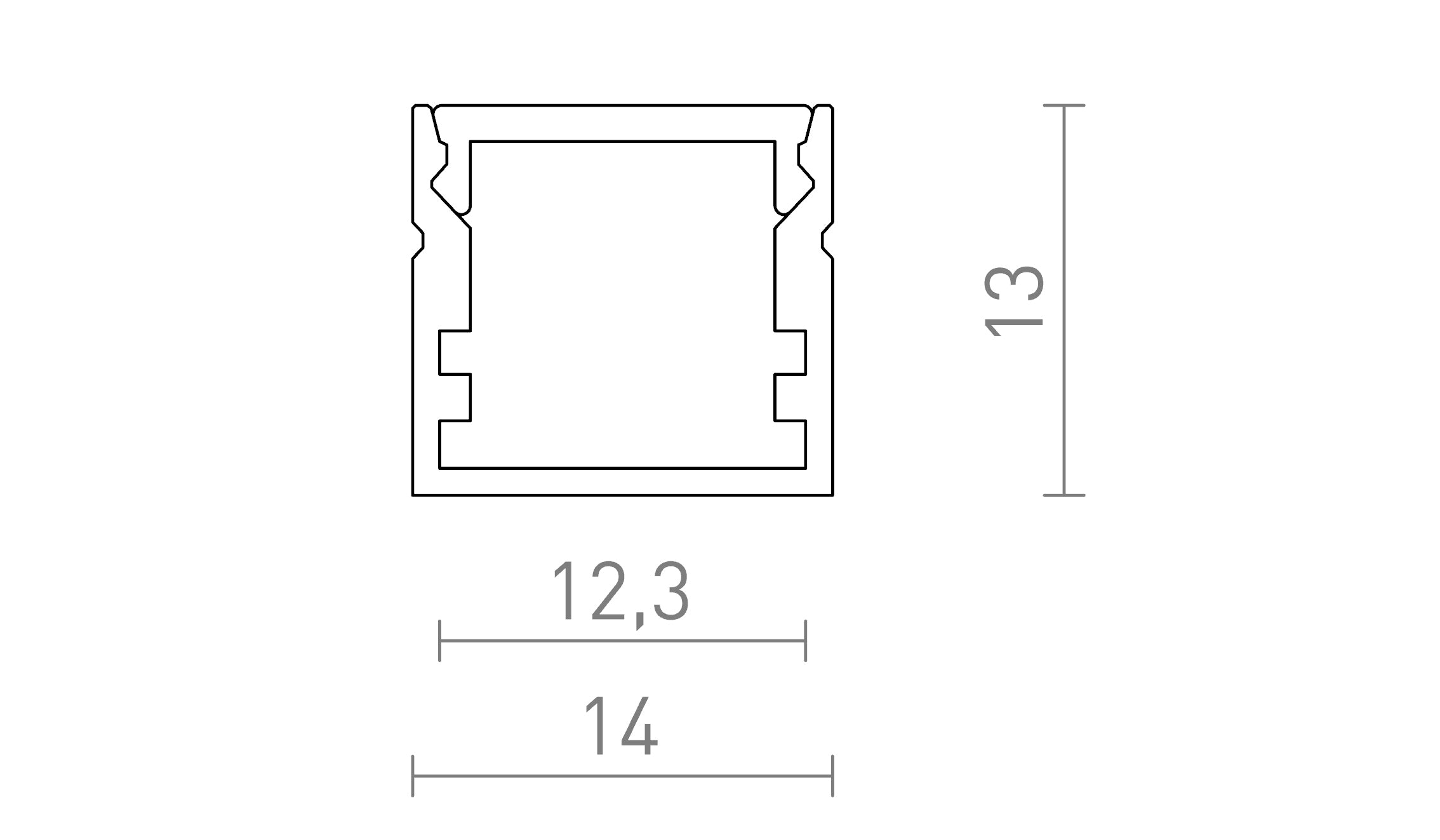 PERFIL LED C MONTADO EN SUPERFICIE - Product sketch