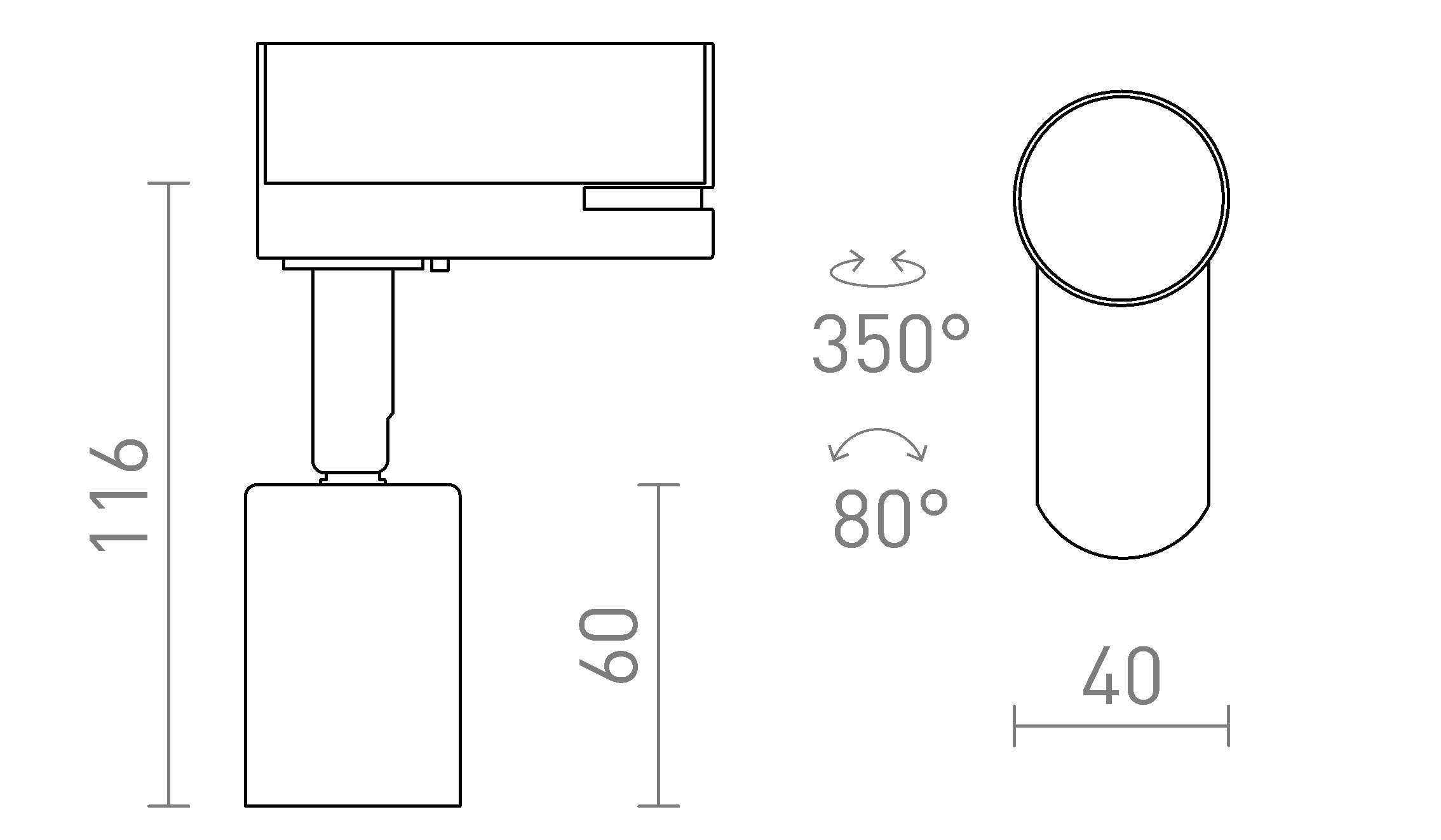 FAX E27 PARA CARRIL TRIFÁSICO - Product sketch