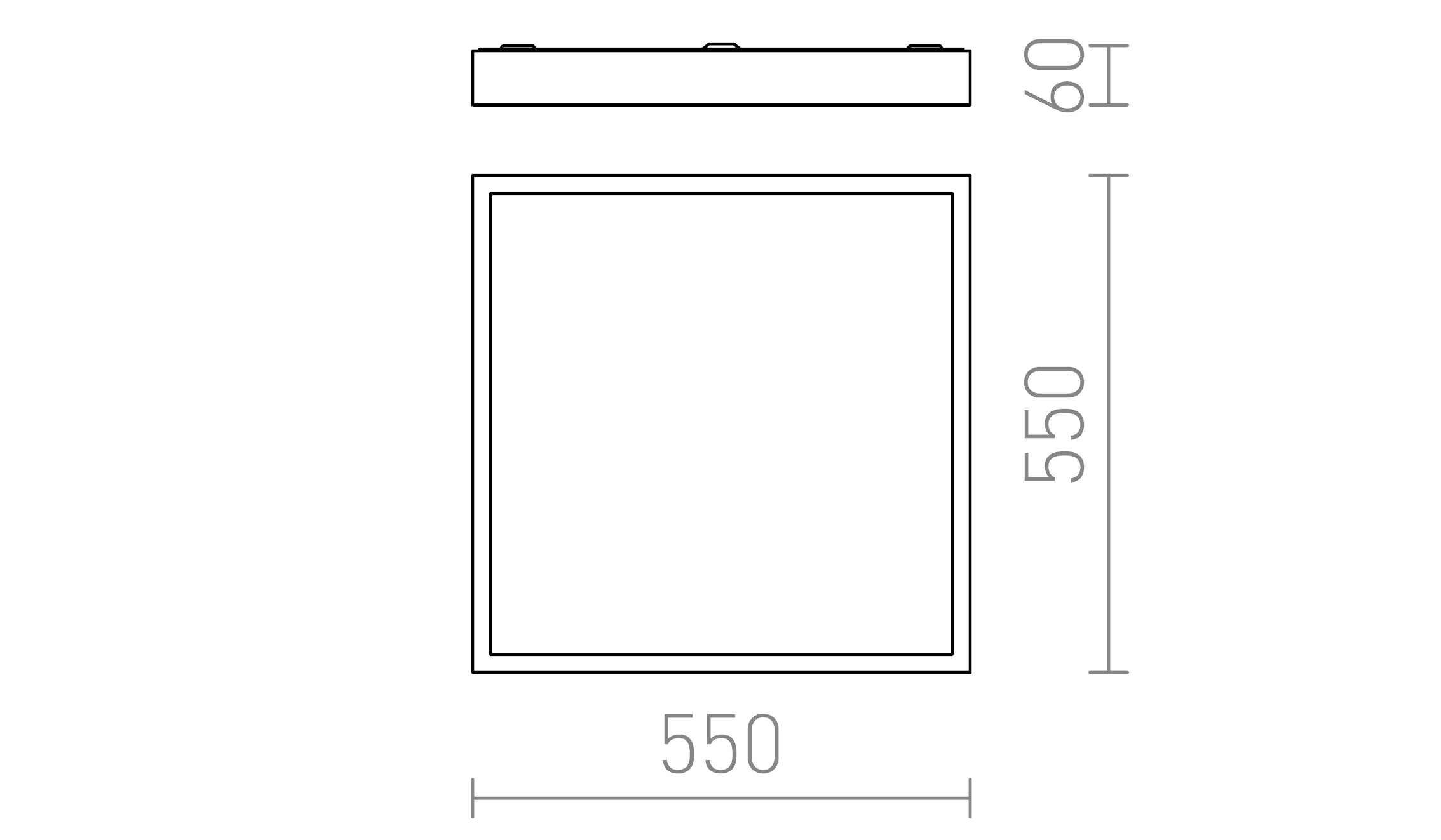LED STRUCTURAL MONTADO EN SUPERFICIE 55X55 - Product sketch