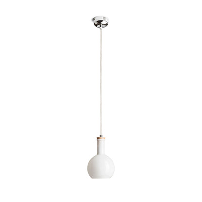 RENDL pendant lamp PULIRE RD pendant  opal-colored glass/wood/chrome 230V LED E14 6W R12664 7