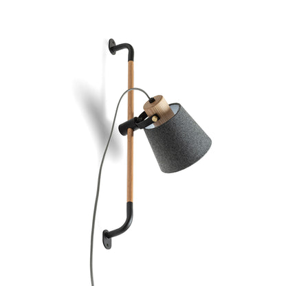 RENDL spotlight CHOUPETTE wall adjustable black grey textile/wood 230V LED E27 11W R13649 1